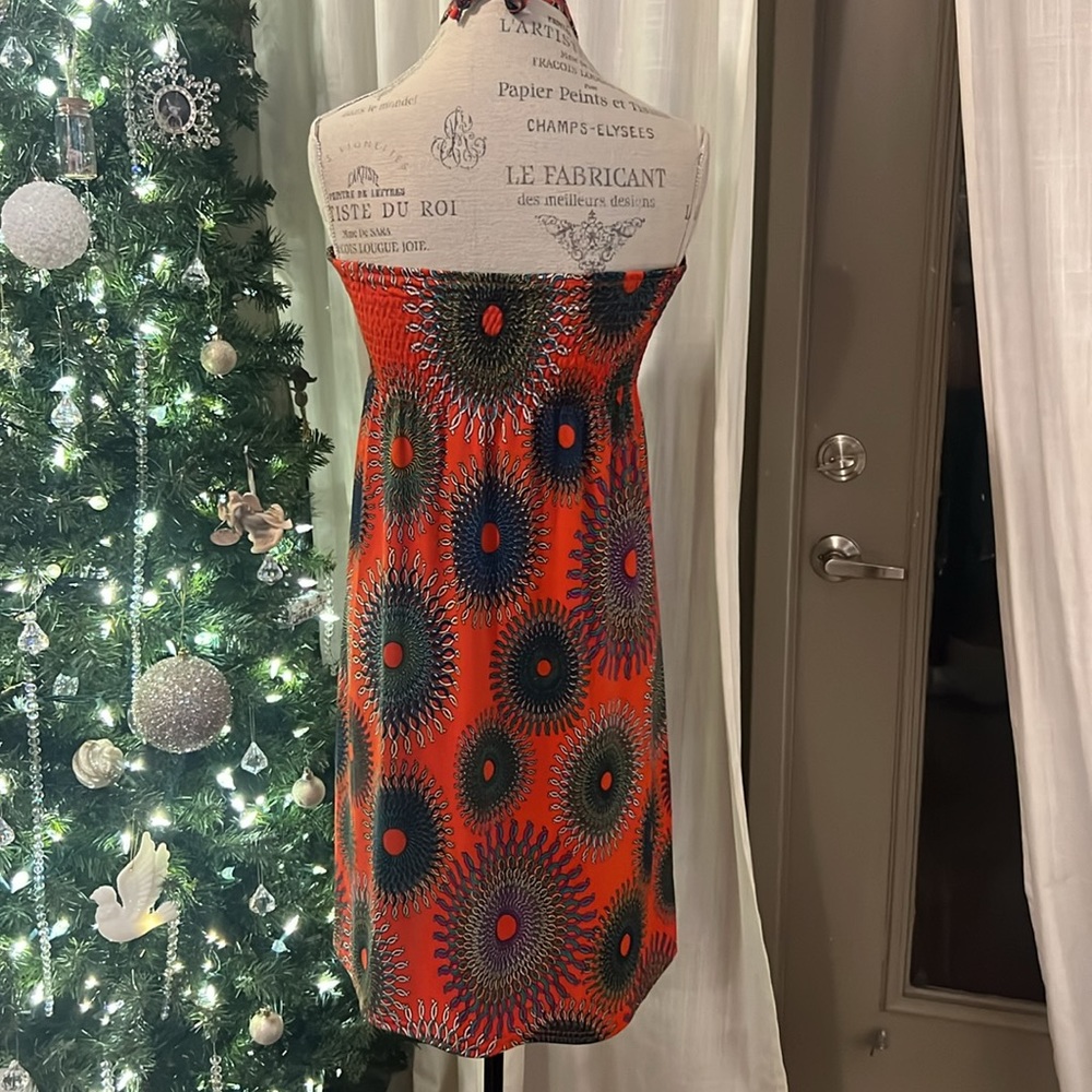 Orange colorful halter top beach summer vacation coverup dress Medium/Large - Picture 5 of 7